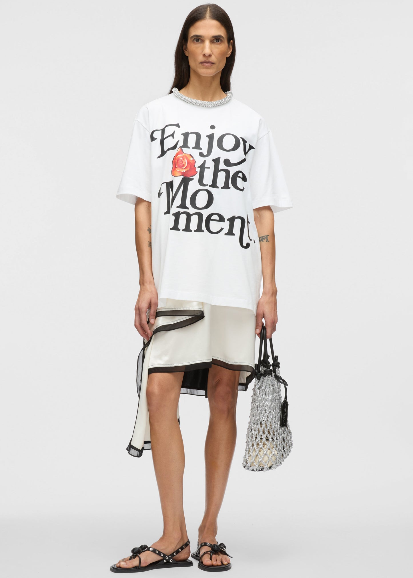 3.1 Phillip Lim Enjoy The Moment Crystal Necklace T-Shirt - White Multi