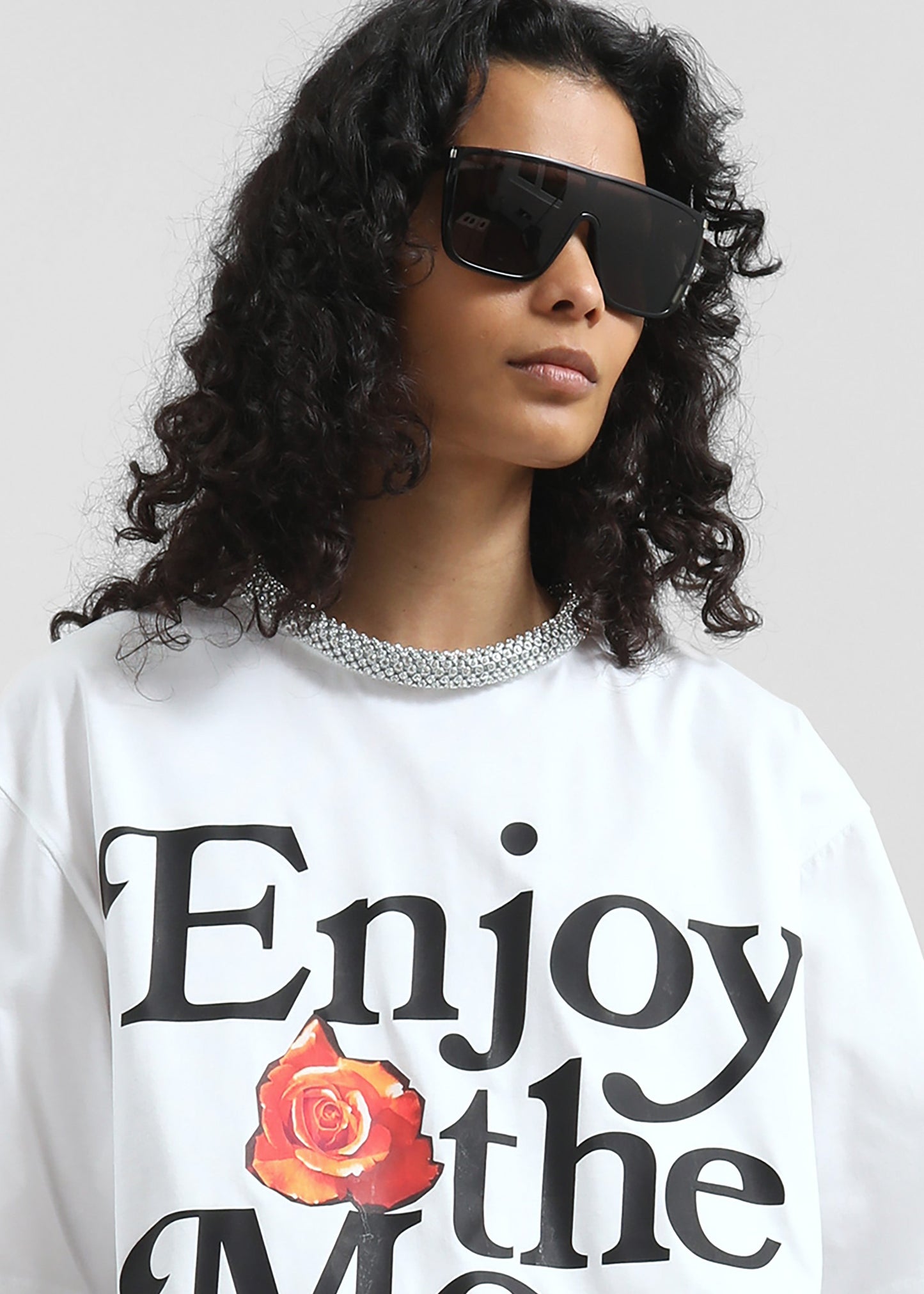 3.1 Phillip Lim Enjoy The Moment Crystal Necklace T-Shirt - White Multi