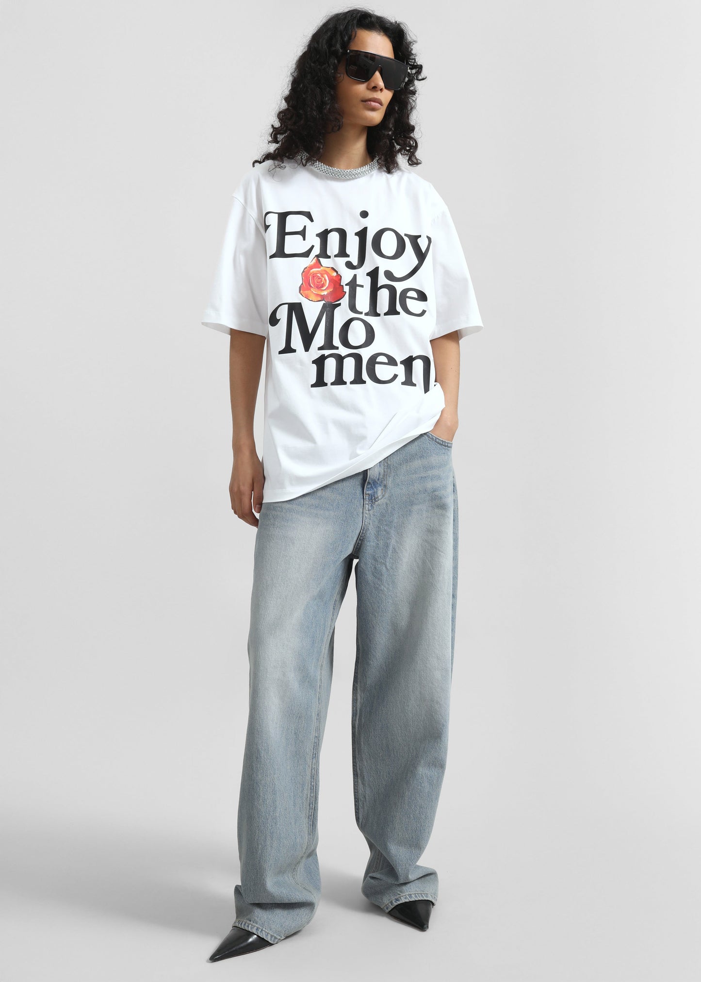 3.1 Phillip Lim Enjoy The Moment Crystal Necklace T-Shirt - White Multi