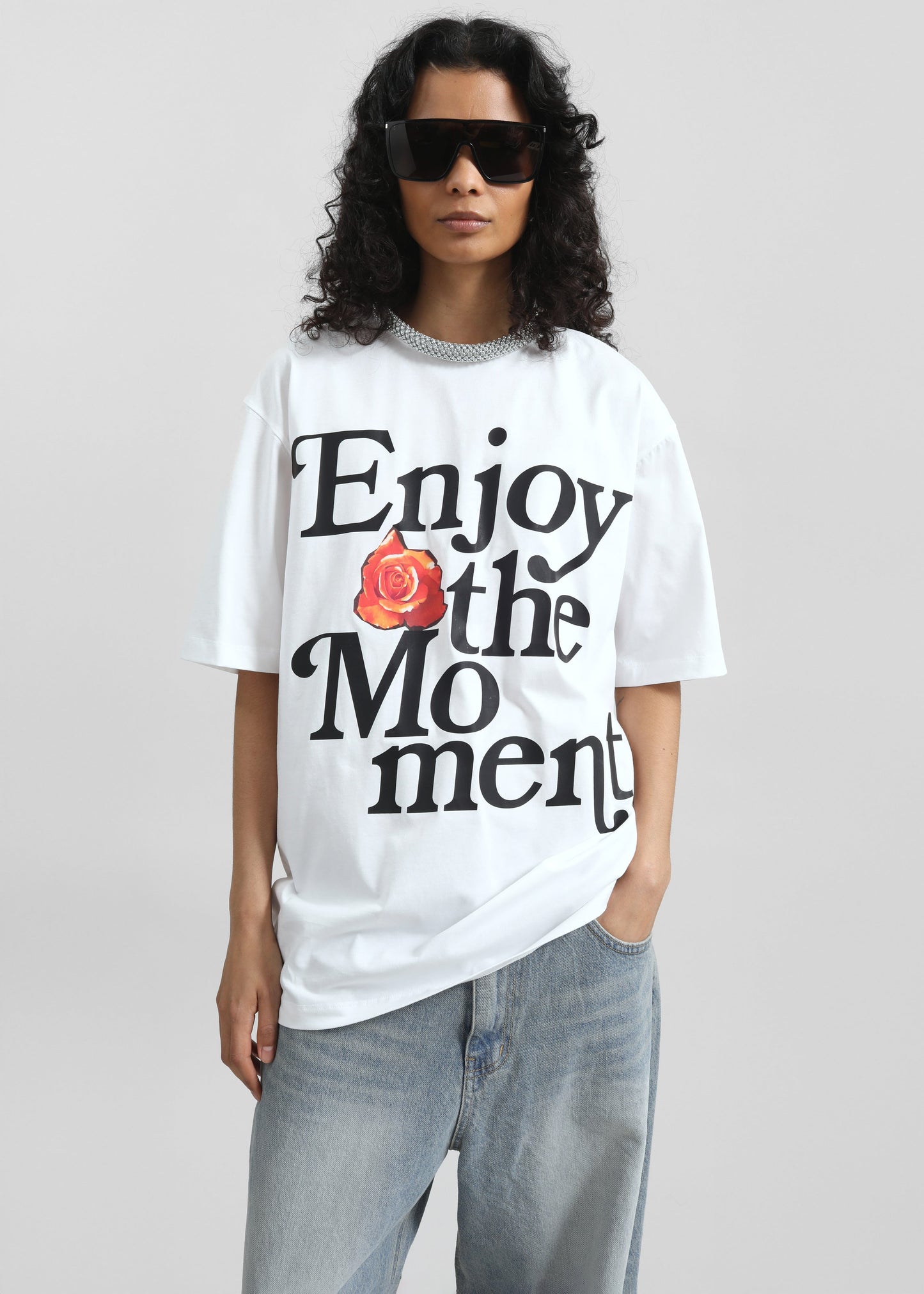 3.1 Phillip Lim Enjoy The Moment Crystal Necklace T-Shirt - White Multi