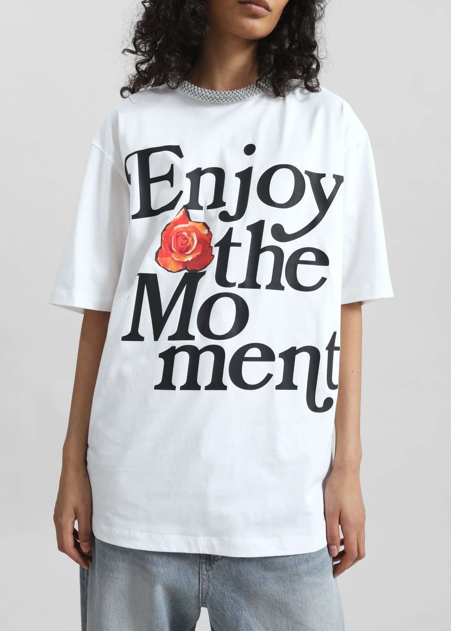 3.1 Phillip Lim Enjoy The Moment Crystal Necklace T-Shirt - White Multi