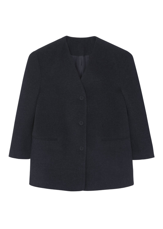 Abina Collarless Blazer - Charcoal