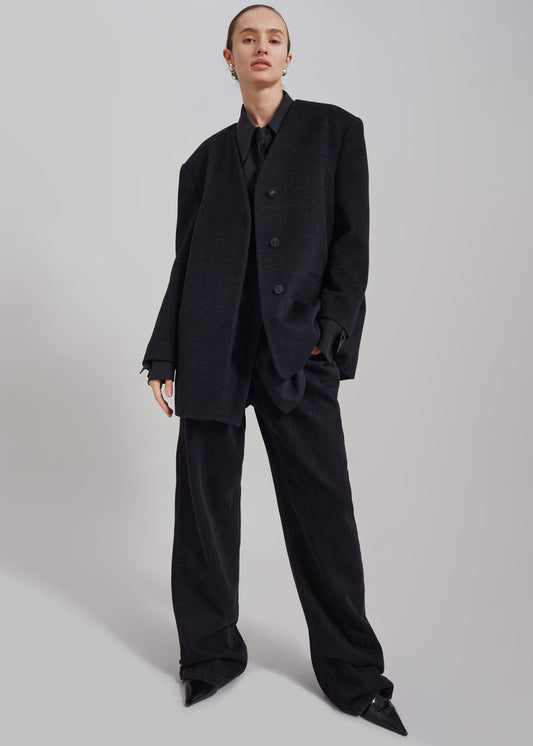 Abina Collarless Blazer - Charcoal