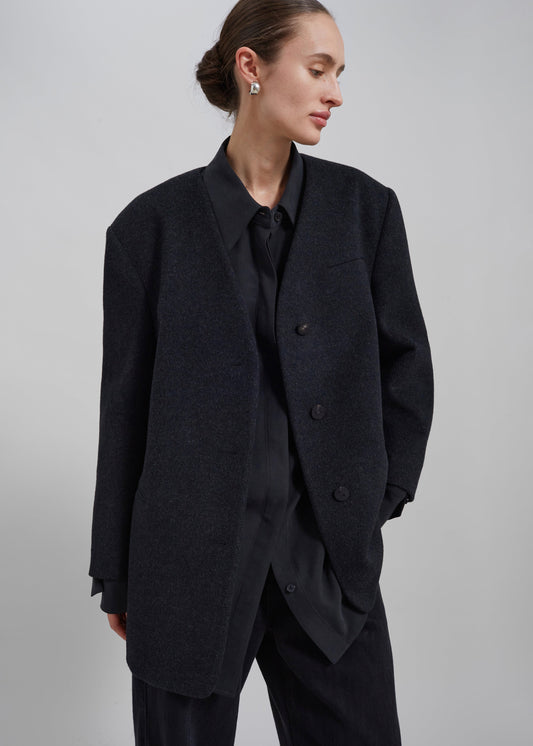 Abina Collarless Blazer - Charcoal