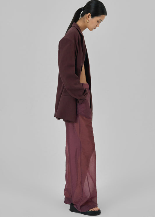 Abra Sheer Trousers - Burgundy