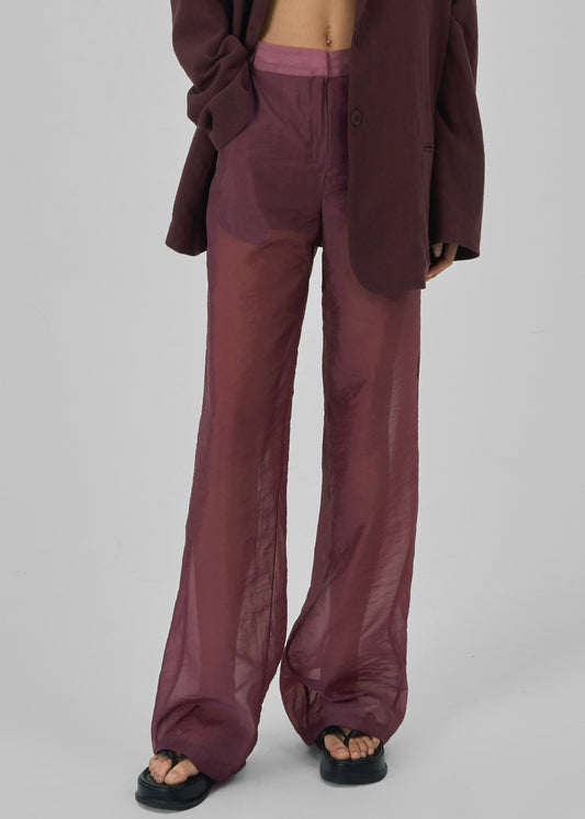Abra Sheer Trousers - Burgundy