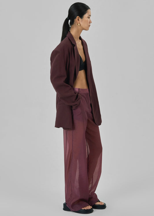 Abra Sheer Trousers - Burgundy