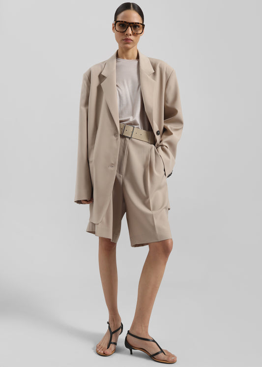Aiden Wool Blend Blazer - Beige