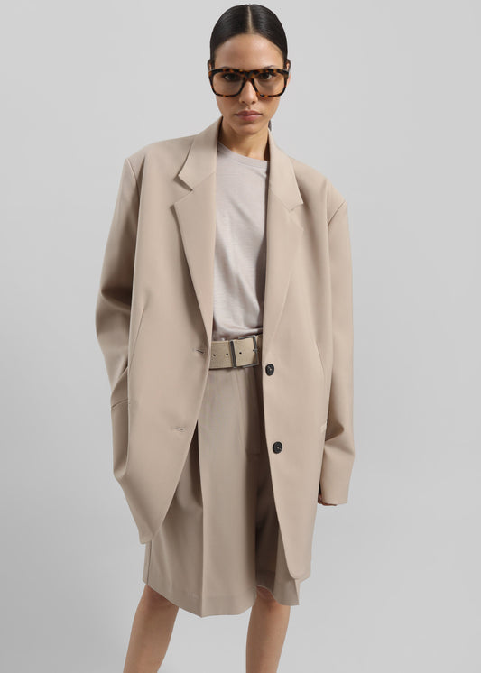 Aiden Wool Blend Blazer - Beige