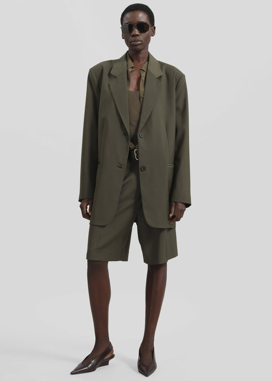 Aiden Wool Blend Blazer - Khaki