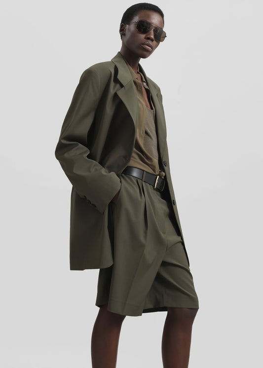 Aiden Wool Blend Blazer - Khaki