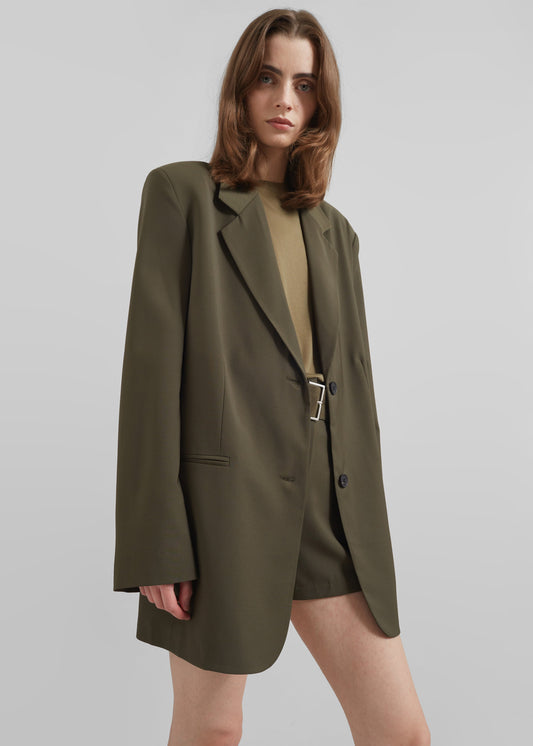 Aiden Wool Blend Blazer - Khaki