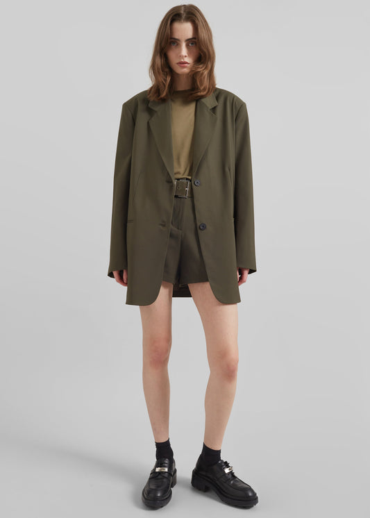 Aiden Wool Blend Blazer - Khaki