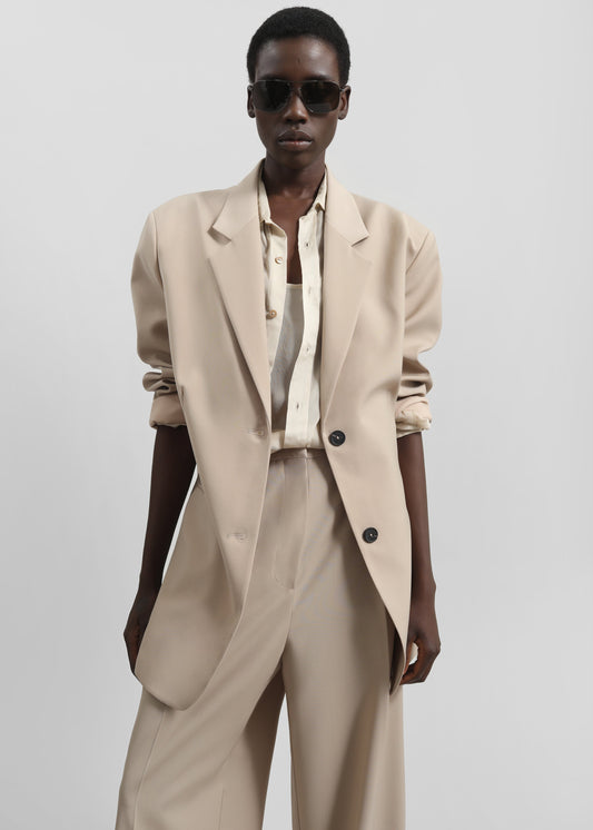 Aiden Wool Blend Blazer - Beige
