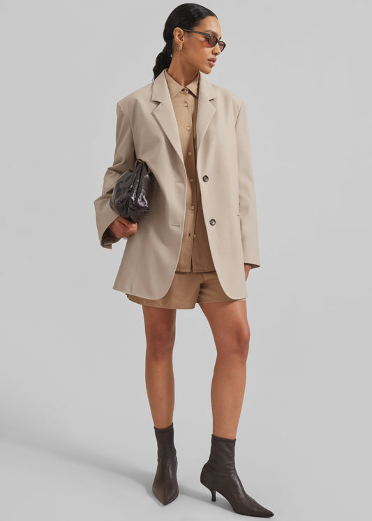Aiden Wool Blend Blazer - Beige