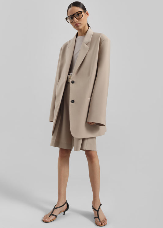 Aiden Wool Blend Blazer - Beige