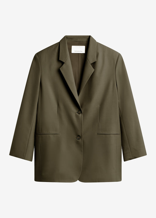 Aiden Wool Blend Blazer - Khaki