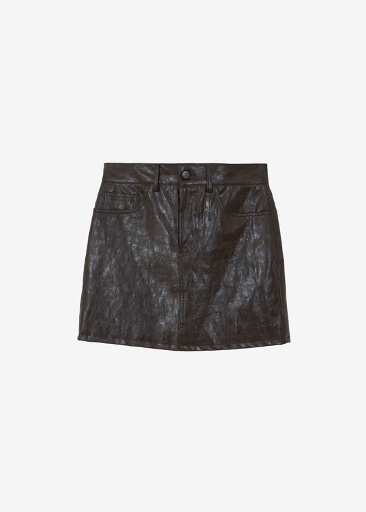 Alessandra Faux Leather Mini Skirt - Brown