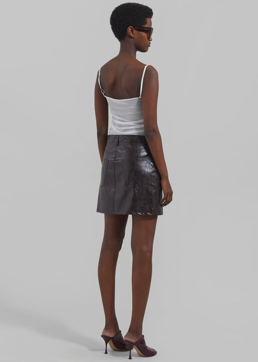 Alessandra Faux Leather Mini Skirt - Brown
