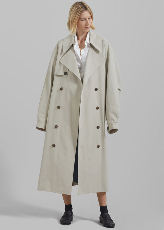 Anika Double Breasted Trench Coat - Beige