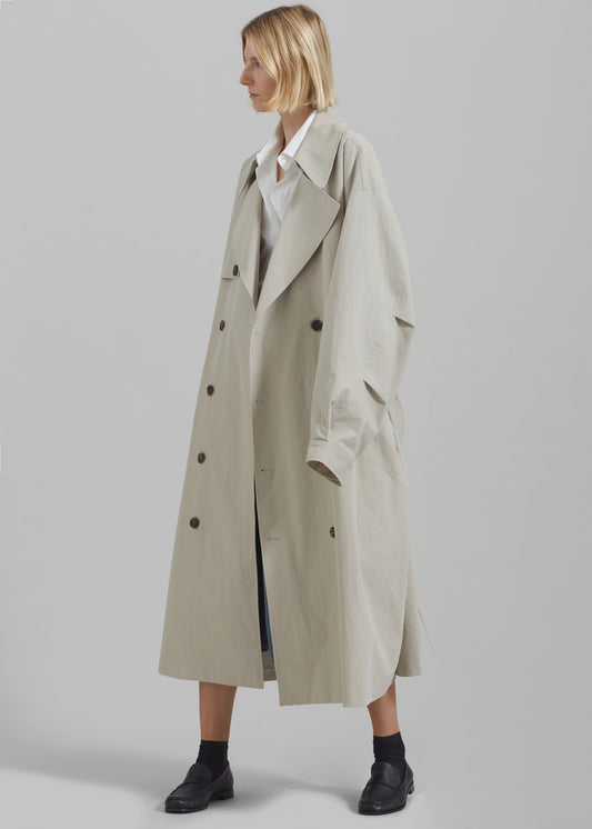 Anika Double Breasted Trench Coat - Beige