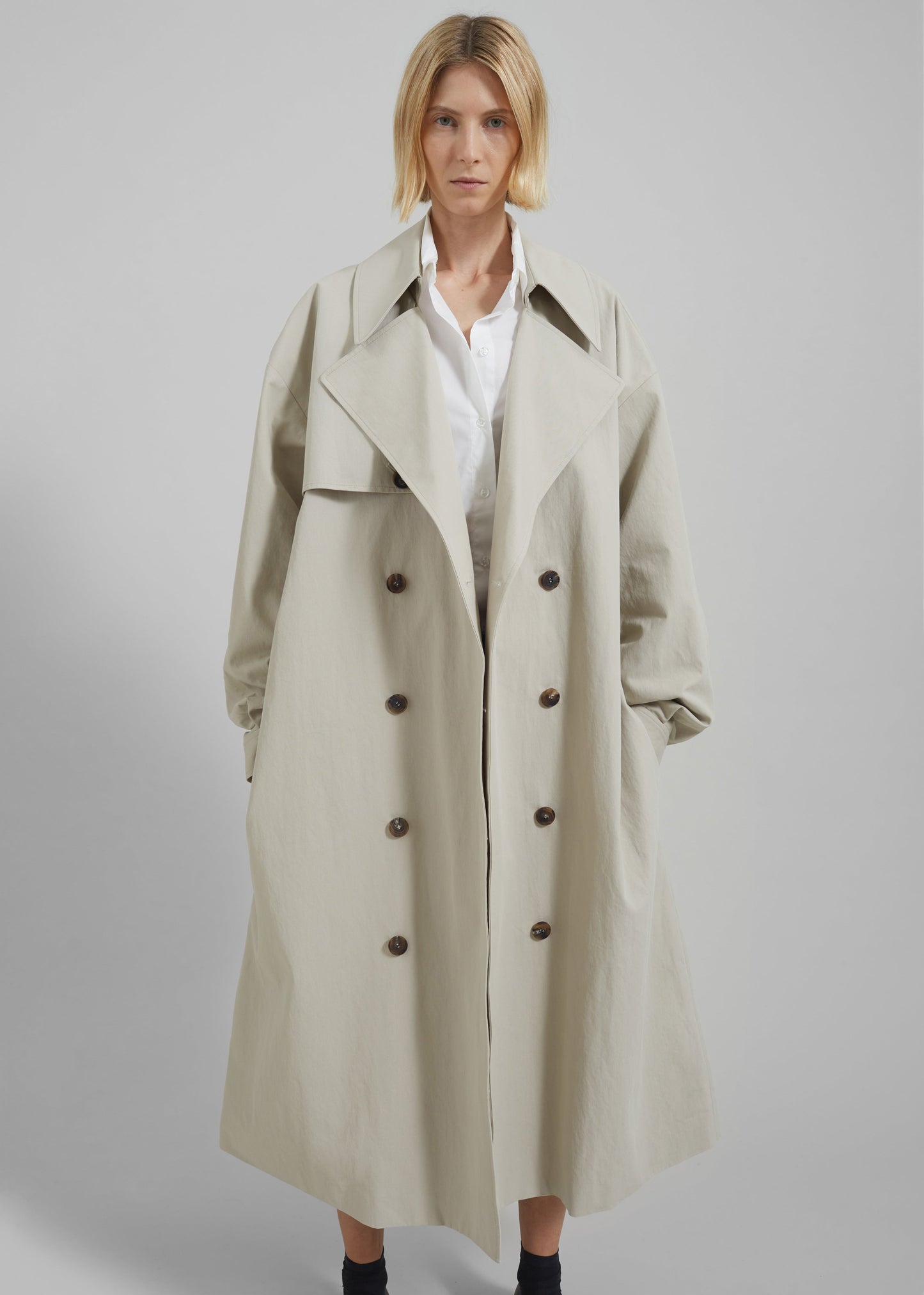 Anika Double Breasted Trench Coat - Beige