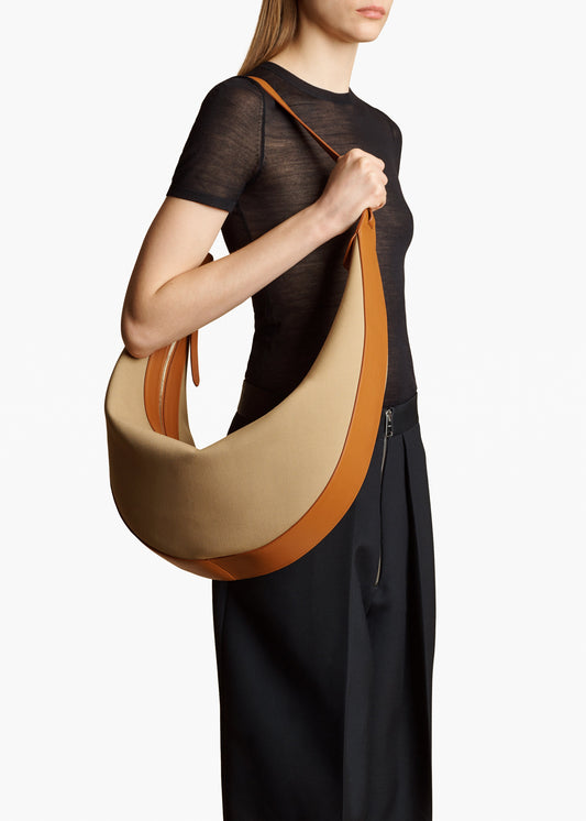 Augustina Hobo in Honey Canvas with Tan Leather
