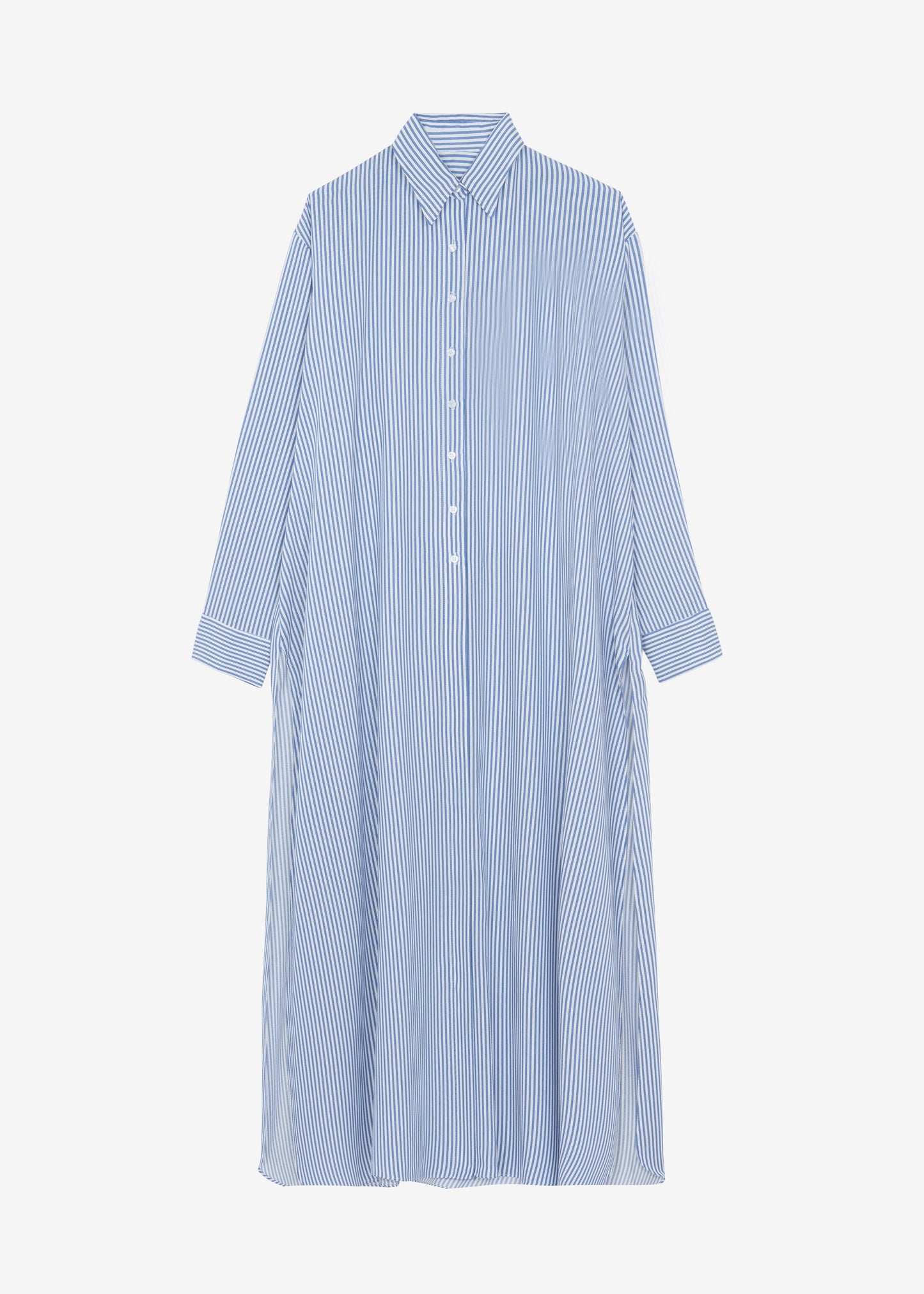 Avery Fluid Shirt Dress - White/Blue Stripe