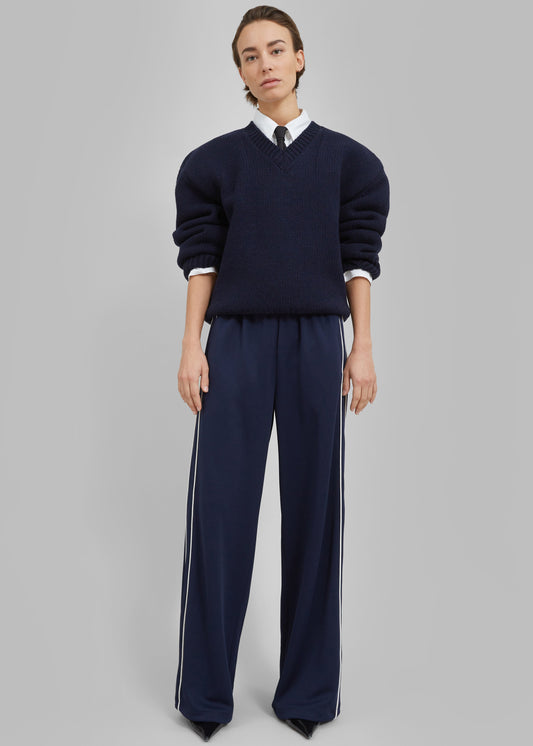 Edina Two Tone Wool Sweater - Navy