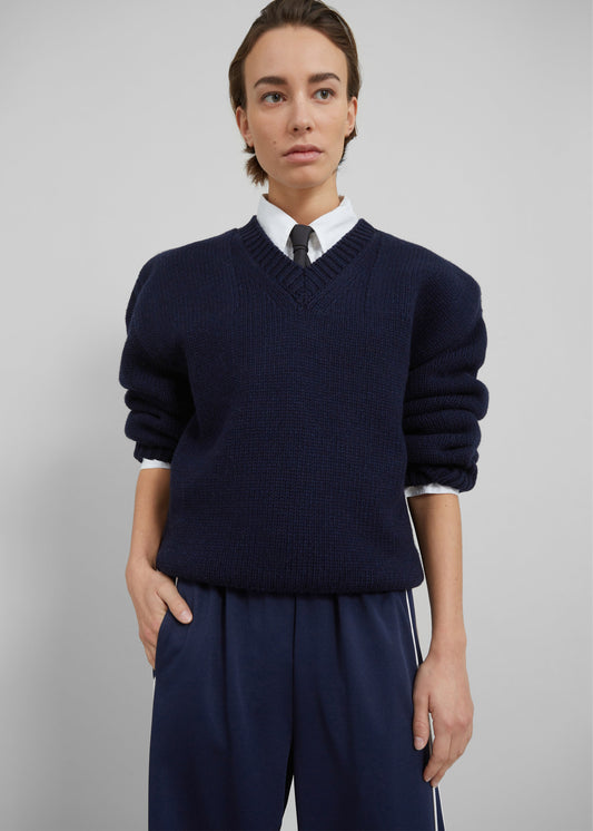 Edina Two Tone Wool Sweater - Navy