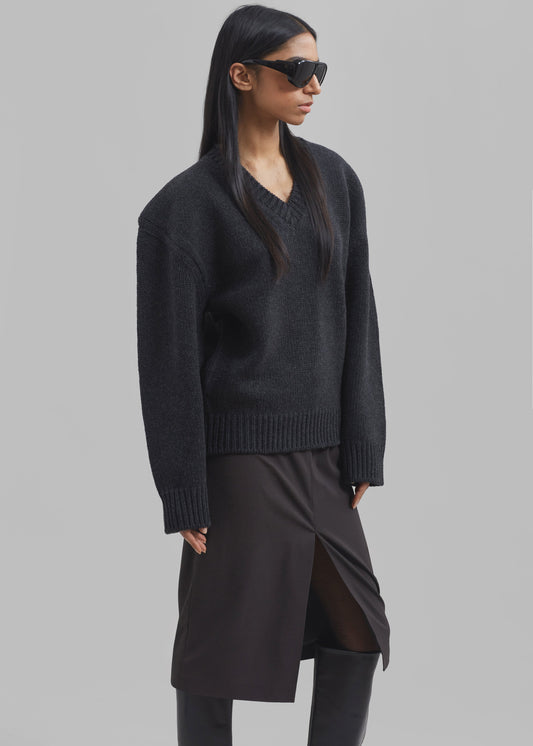 Edina Two Tone Wool Sweater - Charcoal