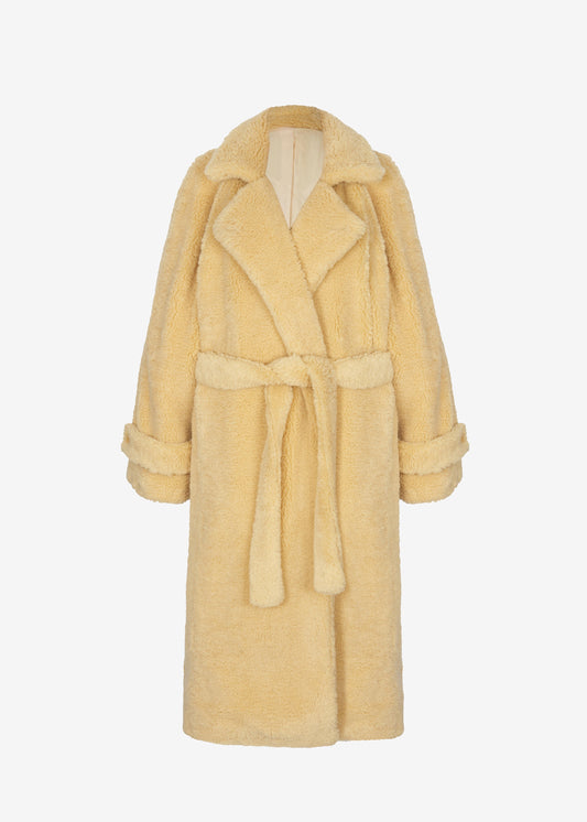 Gresham Faux Shearling Robe Coat - Yellow
