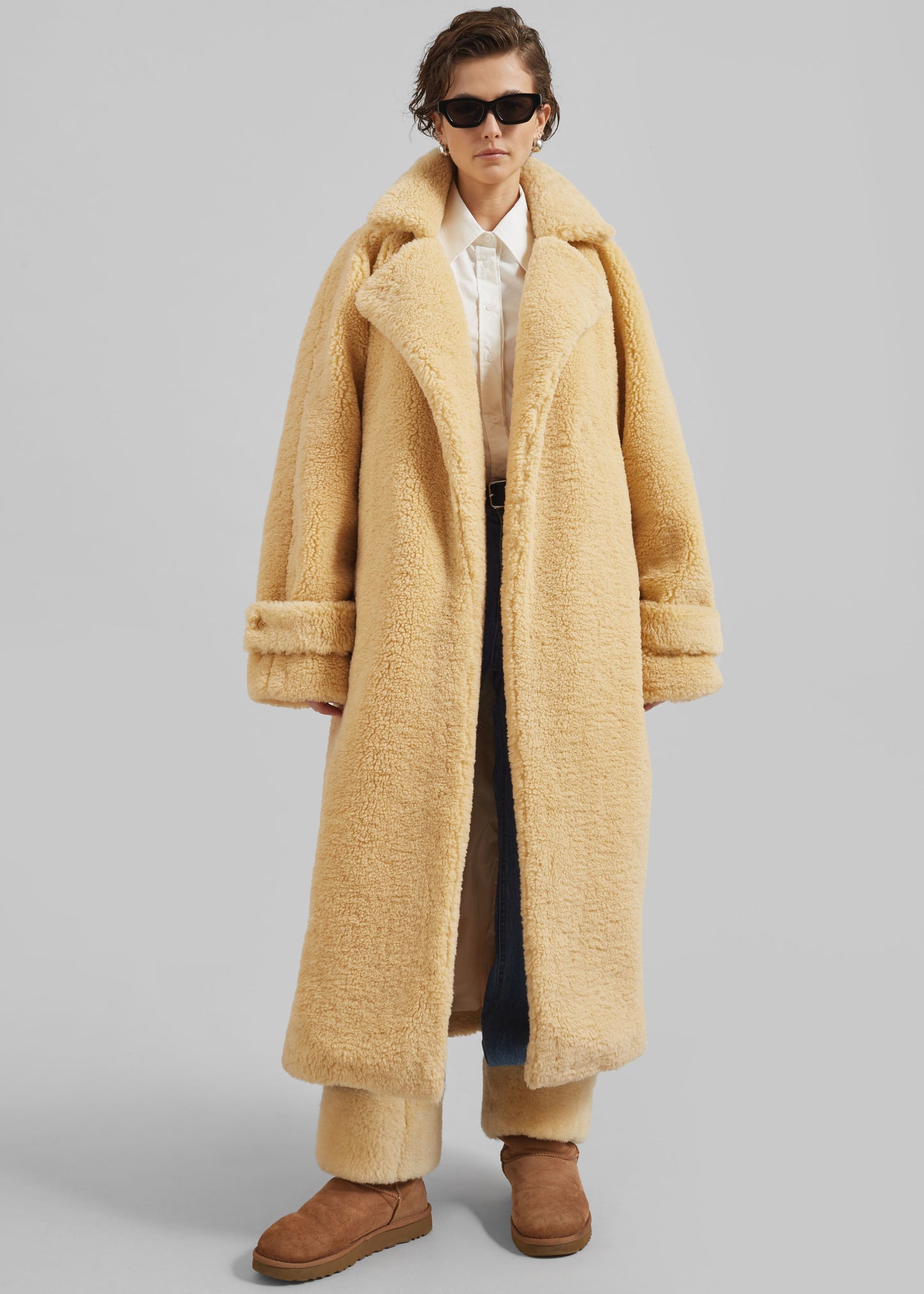 Gresham Faux Shearling Robe Coat - Yellow