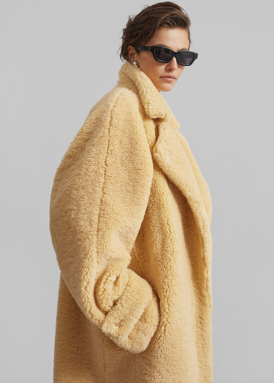 Gresham Faux Shearling Robe Coat - Yellow