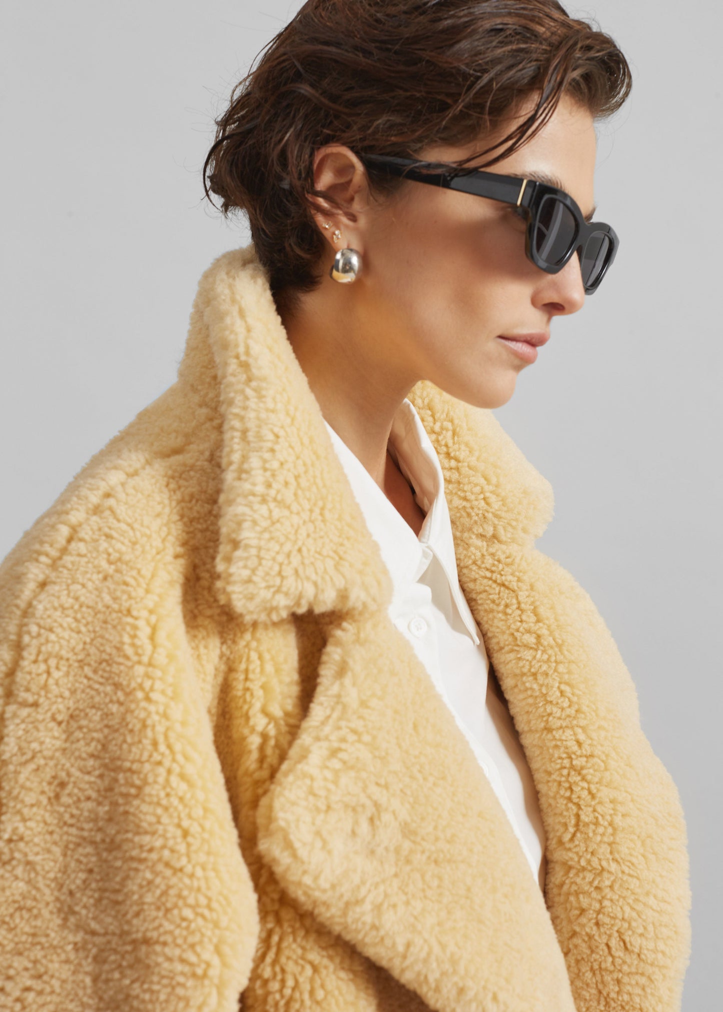 Gresham Faux Shearling Robe Coat - Yellow