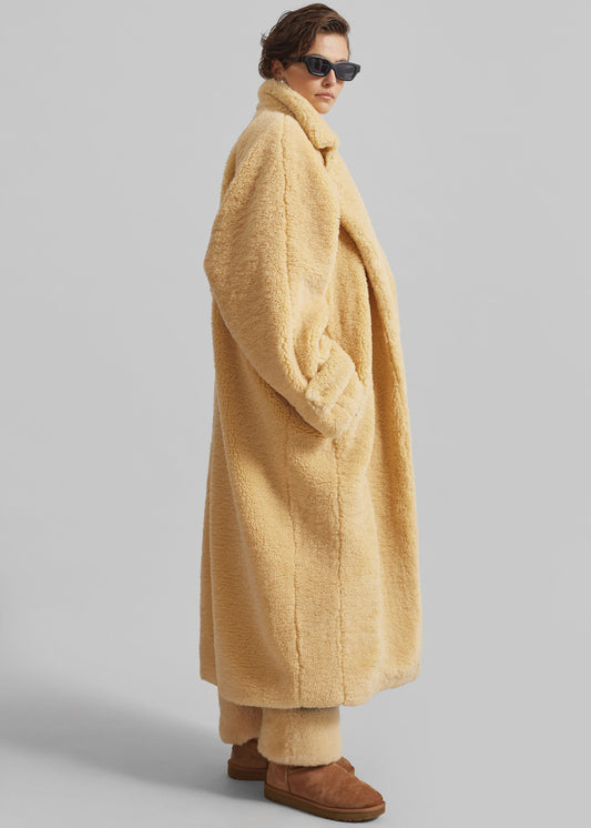 Gresham Faux Shearling Robe Coat - Yellow