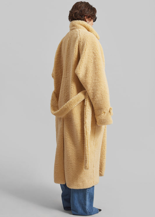 Gresham Faux Shearling Robe Coat - Yellow