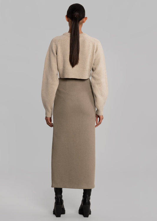 Neasi Wool-Blend Pencil Skirt - Taupe