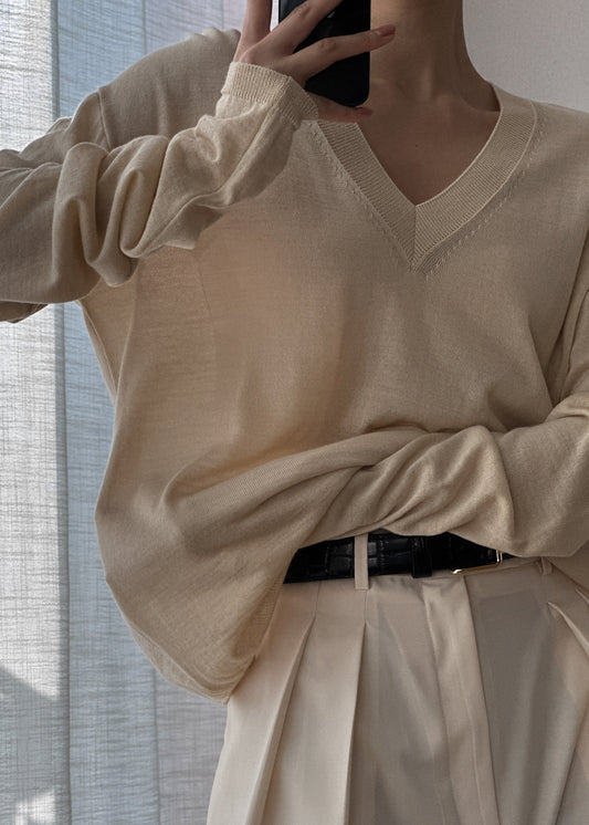 Juro V-Neck Knit - Butter