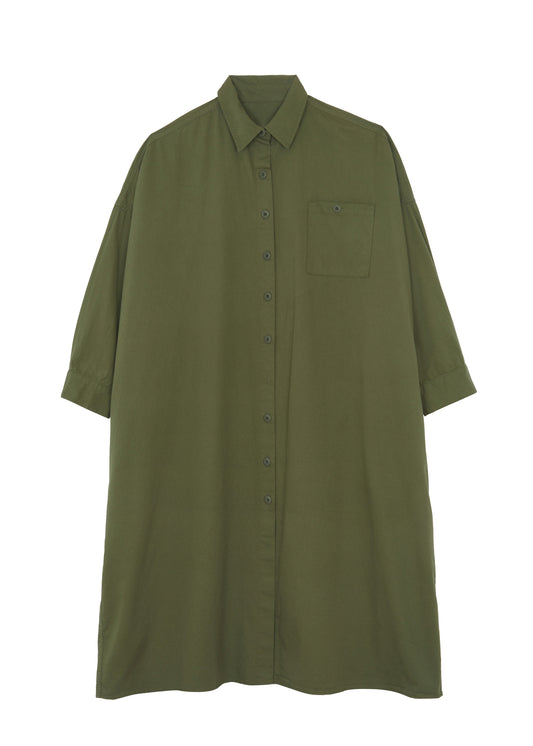 Kason Oversized Shirt Dress - Dark Olive