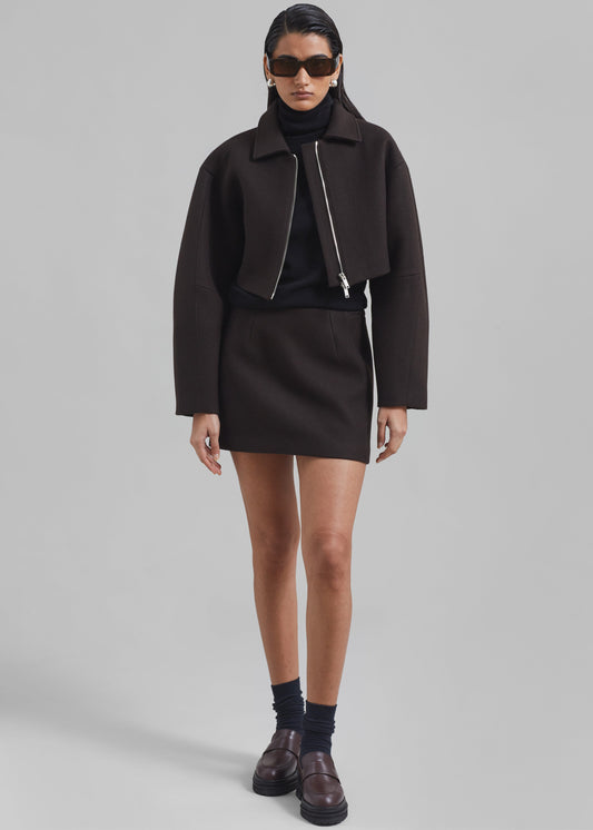 Kerrigan Wool Mini Skirt - Brown
