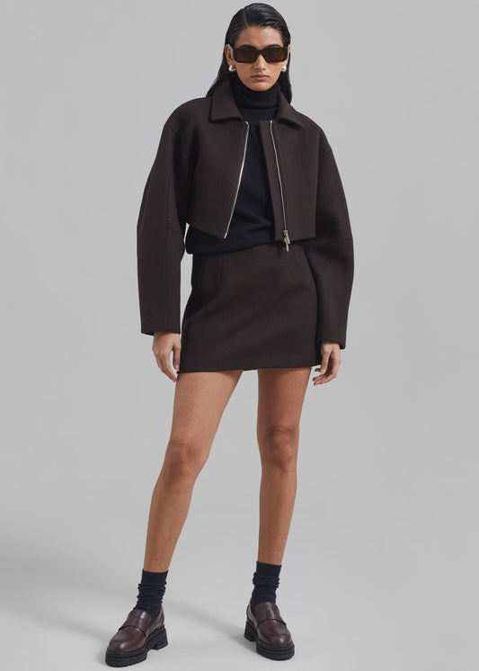 Kerrigan Wool Mini Skirt - Brown