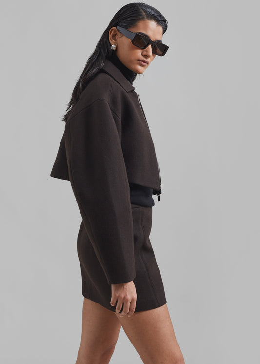 Kerrigan Wool Mini Skirt - Brown