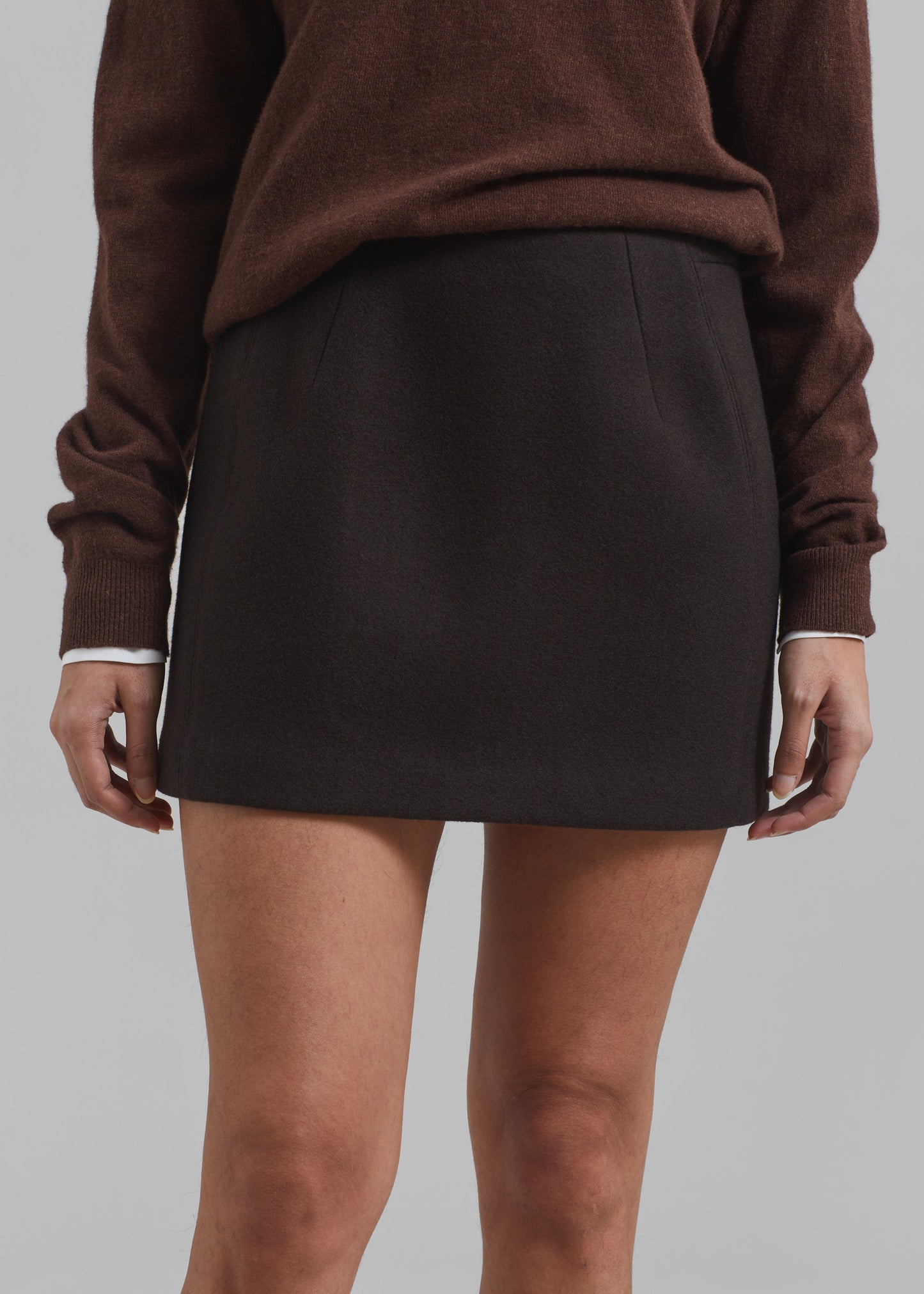 Kerrigan Wool Mini Skirt - Brown