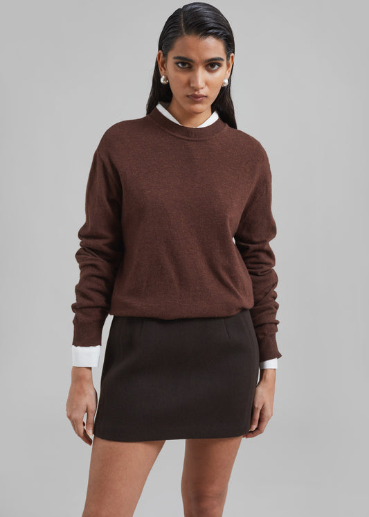 Kerrigan Wool Mini Skirt - Brown