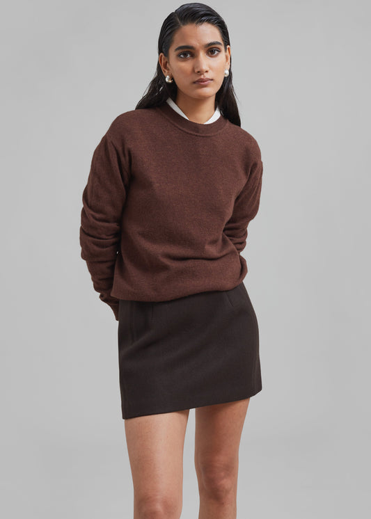Kerrigan Wool Mini Skirt - Brown