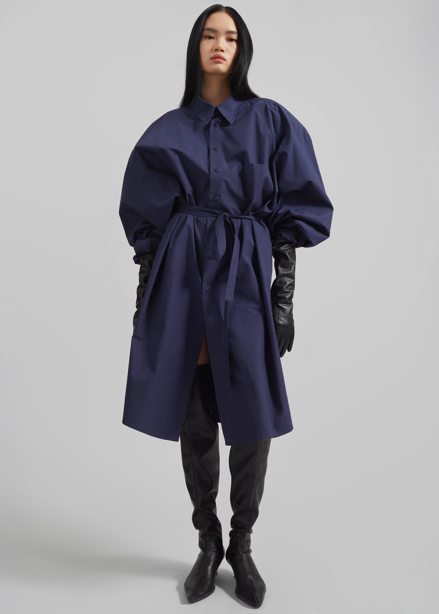 Korben Oversized Shirt Dress - Navy