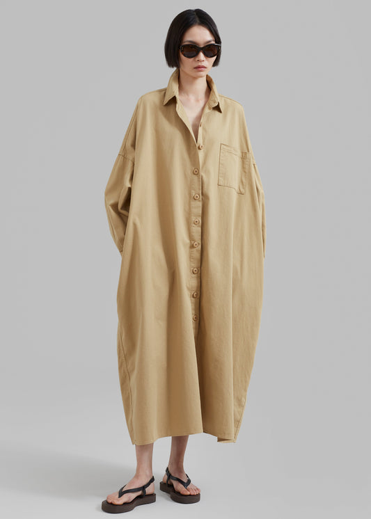 Kason Oversized Shirt Dress - Sahara