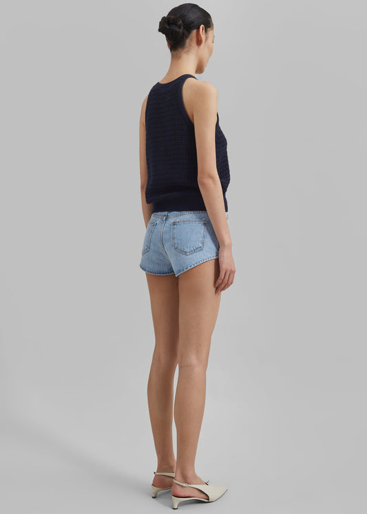 Leonie Knitted Halter Top - Navy