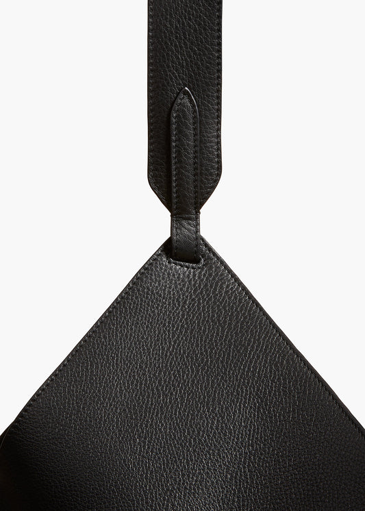 Medium Lotus Tote in Black Pebbled Leather